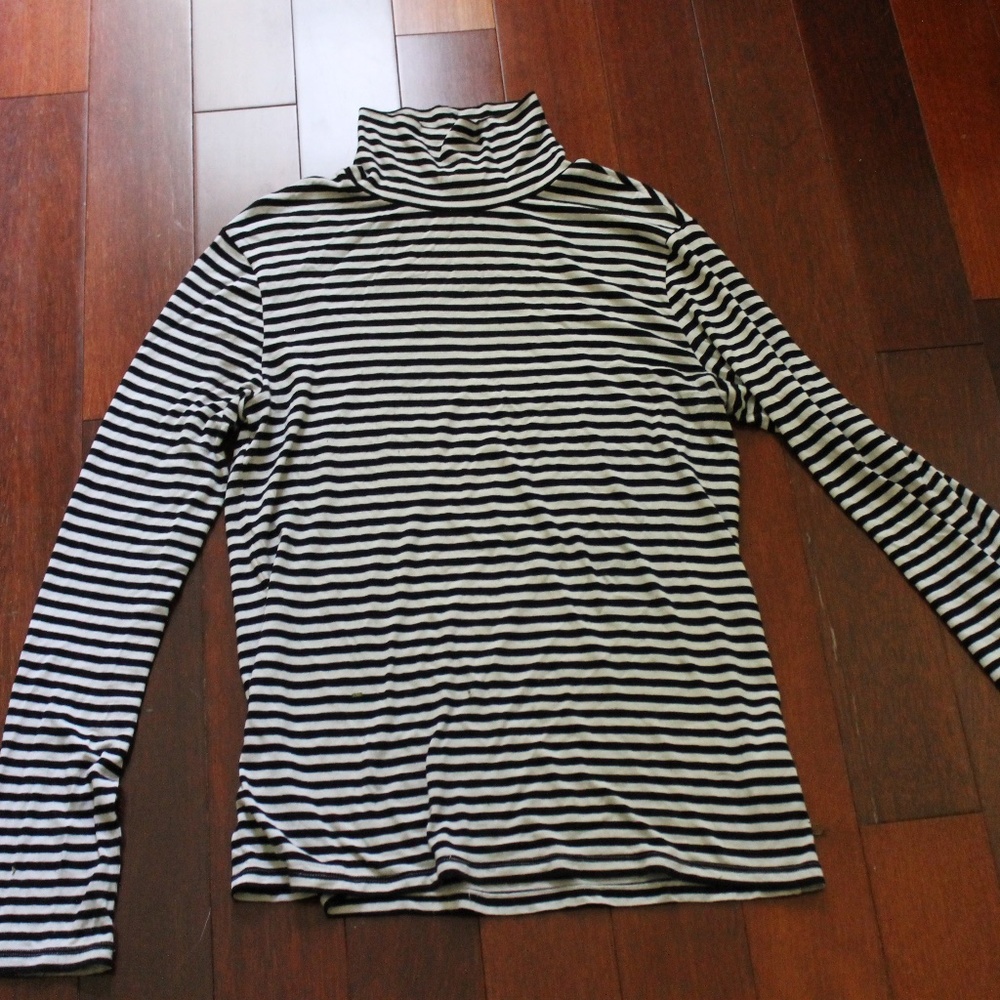H&M Black and White Stripe Turtleneck